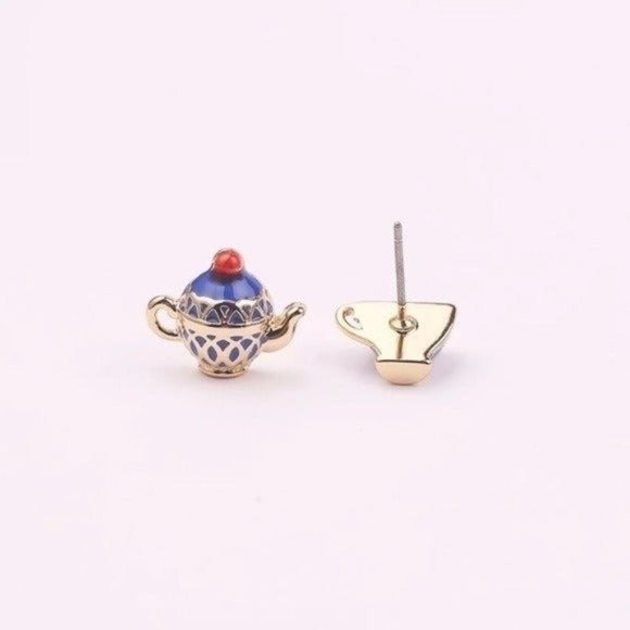 Tea pot necklace & earrings set enamel - Picture 2 of 7